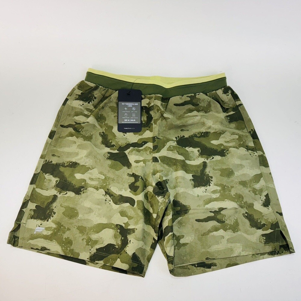 Fabletics The Fundamental Short 7in (Lined), Size Medium, Tactical Green Camo
